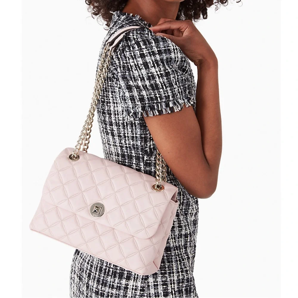 Kate Spade Natalia Medium Flap Shoulder Bag in Rose Smoke (WKRU7076)